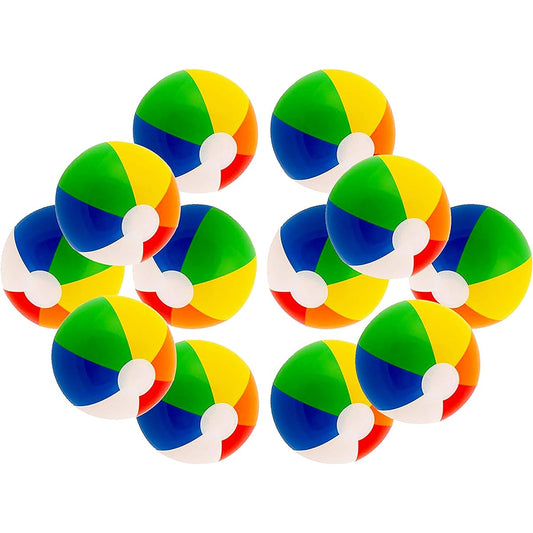 30cm Rainbow Coloured Party Pack Inflatable Beach Balls - Beach Pool Party Toys (12 Pack)
