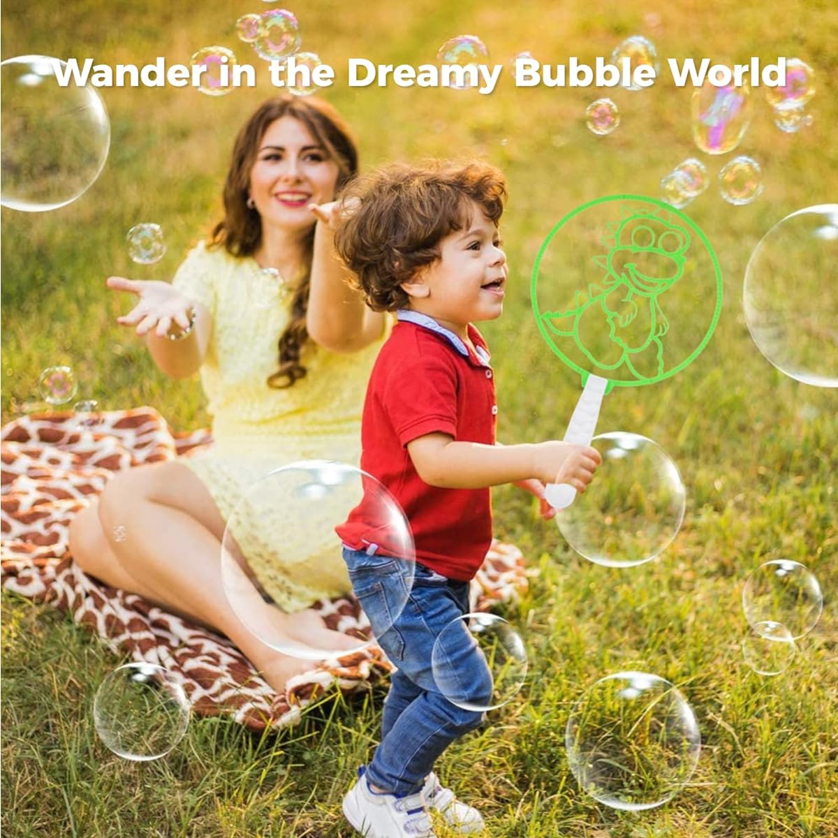 Bubble Wand Set Bubble Toys - Large Bubble Wand Funny Bubble Maker with Tray, Perfect for Outdoor Play, Birthday Parties and Games