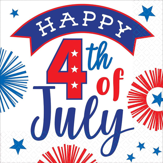 Amscan Happy 4th of July Beverage Napkins ( 16 ct
