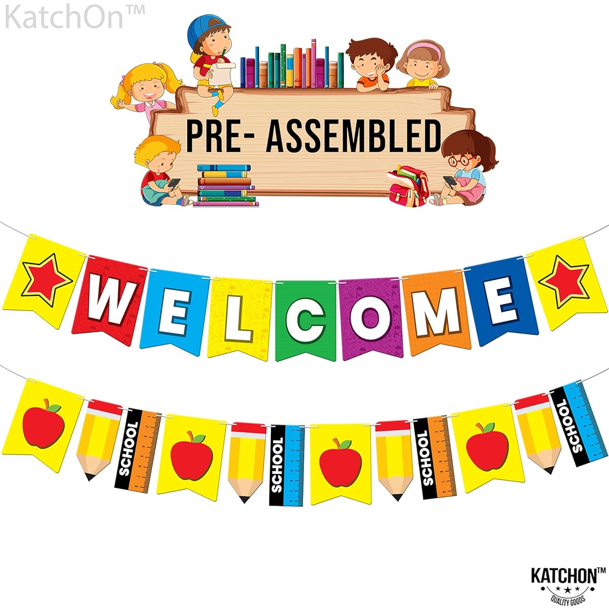 Big Welcome Back to School Banner - 9.8ft No DIY Required 2 Strings | Back to School Decorations | Welcome Banner for Classroom Decorations | Back to School Garland for Teachers First Day Banner