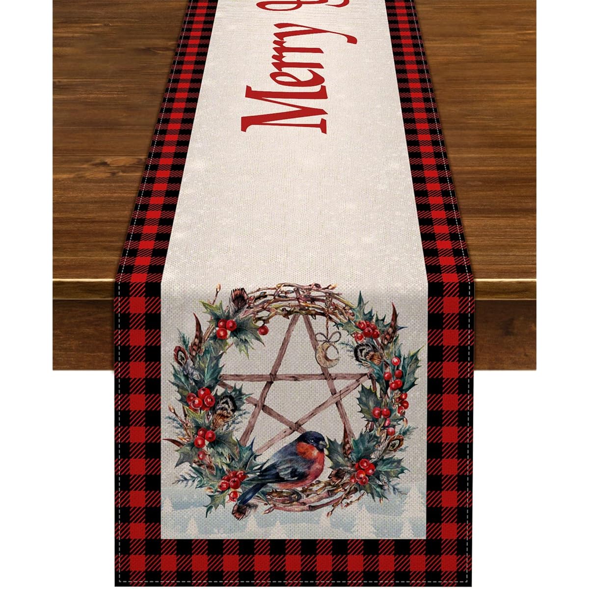 Nepnuser Yule Table Runner Nordic Wiccan Pagan Christmas Decoration Indoor Winter Holiday Christmas Home Kitchen Decor - 72 inches