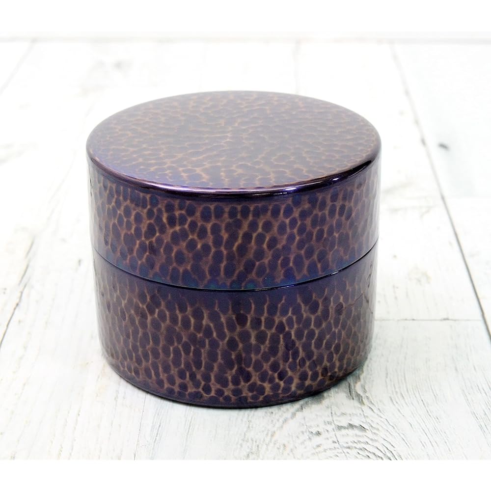 Shinko Metal Shinkodo Made in Japan Pure Copper Purple Finish Hammered Tea Caddy (Medium) Gift Wrapping Specification