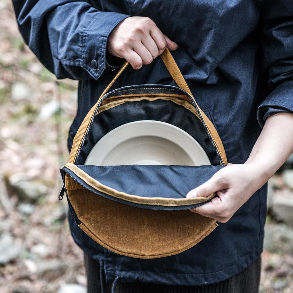 asobito Plate Case, Various Colors, 25cm, Tableware Set, Frying Pan, Storage, Waterproof, 100% Natural Materials, Cotton Canvas Case, Authenticity, Camping, Outdoor AB-059