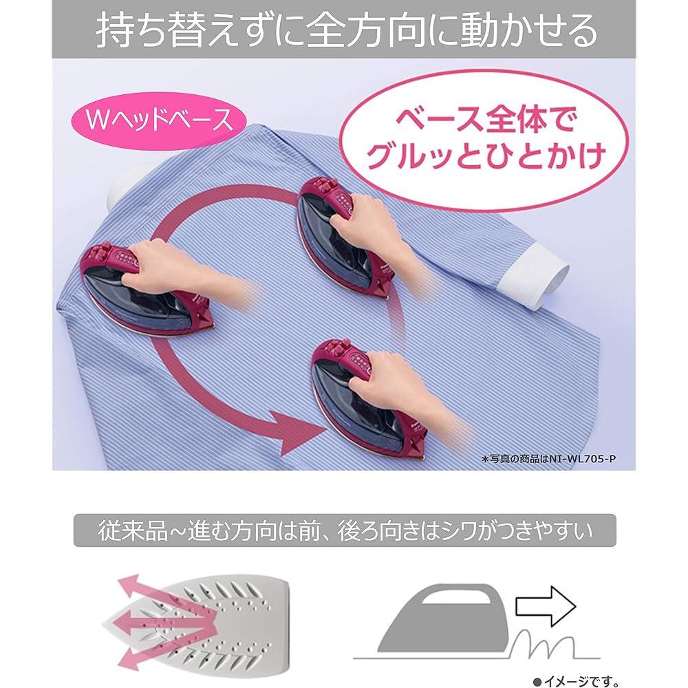 Panasonic Cordless Steam W Head Iron Pink NI-WL605-P