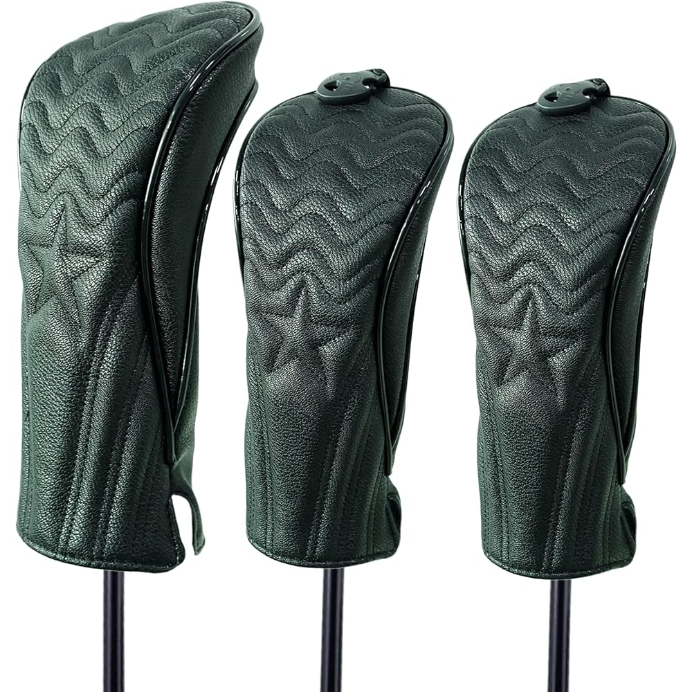 High quality PU leather golf head cover for driver 440cc 460cc wood utility UT cover STAR STAR black white
