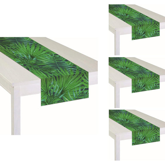 4 Pack Animal Safari Theme Leaf Table Runner / Animal Theme Table Runner Party Supplies / Jungle Animal Theme Birthday Party, Baby Shower, Zoo Jungle Safari Party (Leaf Table Runner)