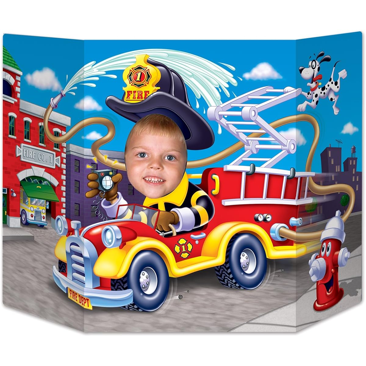 Beistle Fire Truck Photo Property, 3-feet 10-inch by 25-inch, Multicolor