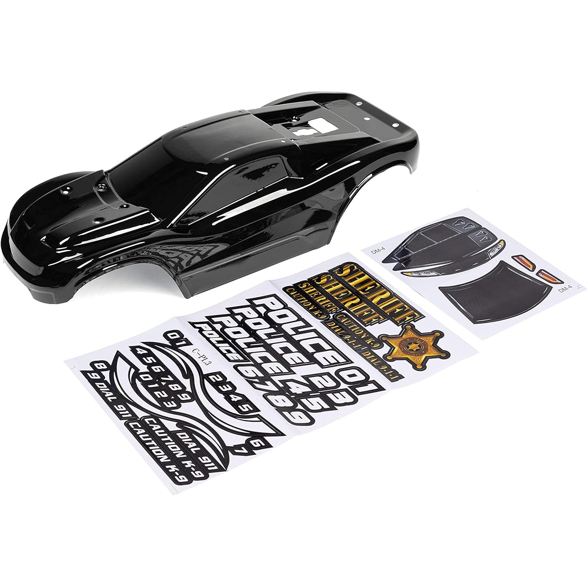 SummitLink Custom Body Police Style Rustler 4X4 1/10 Scale RC Car or Truck Compatible (Truck Not Included) R4-PB-01