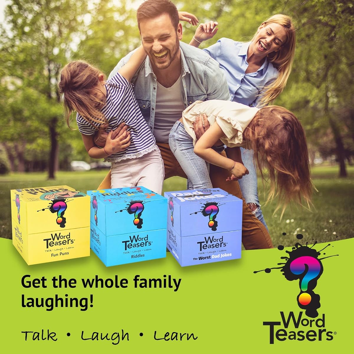 ?WORD TEASERS Riddles, Fun Puns & Worst Dad Jokes Bundle 3 Pack - Fun & Funny Joke Cards & Riddles for Kids, Teens & Adults