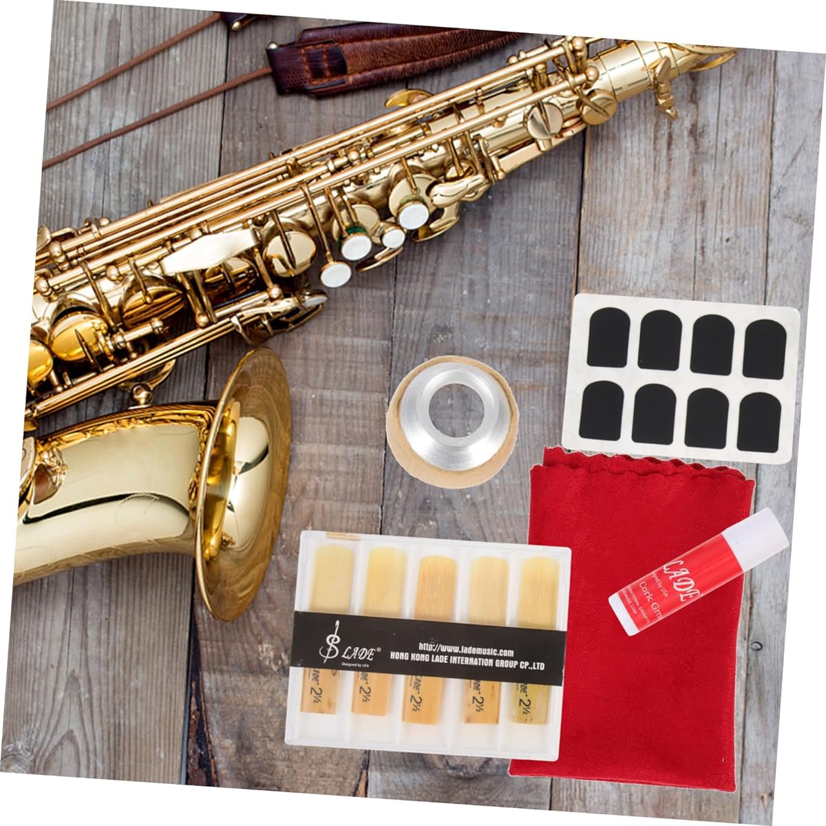 Vaguelly 5 Piece Saxophone Accessories Clarinet Reed 2.5 Soprano Saxophone Mute Saxophone Traditional Reed Saxophone Mouthpiece Tenor Saxophone Mute Ring Sa
