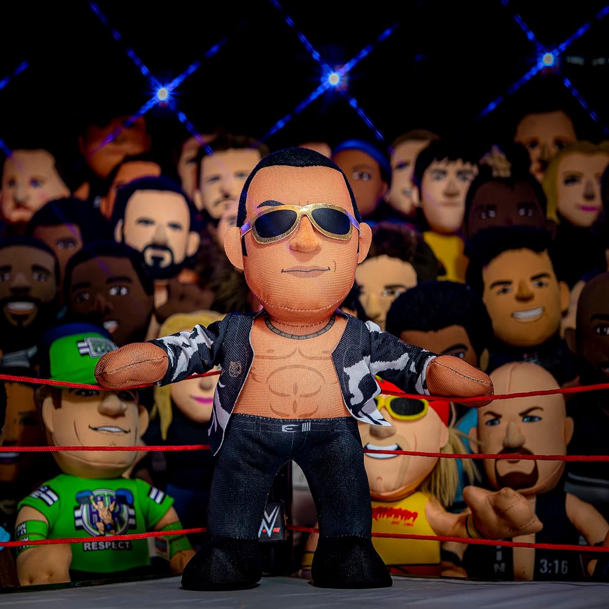 Bleacher Creatures WWE Old School The Rock 10" Plush Figure - Wrestling Legend for Play or Display