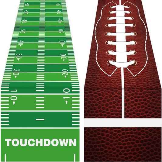 2 Pieces Football Kitchen Table Runner Decorative Green Touchdown Game Days Season Table Runner Lawn Football Birthday Party Runner Kitchen Dining Room Home Decor 71x14 Inch