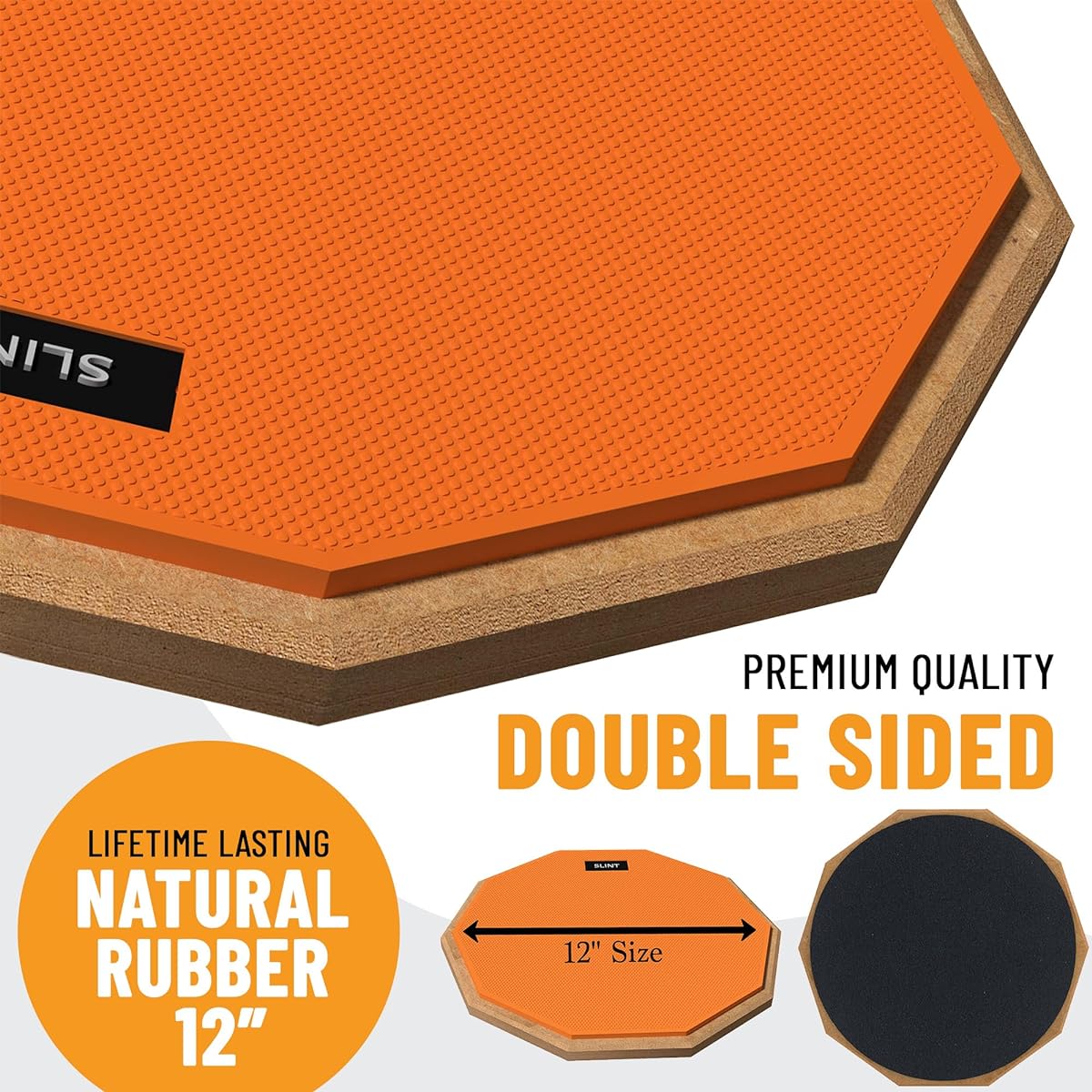 SLINT Drum Practice Pad, 12 Inch Drum Pad - Double Sided Practice Drum Pad, Drumming Practice Pad - Snare Drum Practice Pad, Drum Noise Reduction Pad, Drumming Practice, Snare Pad - Kids Drum Pad