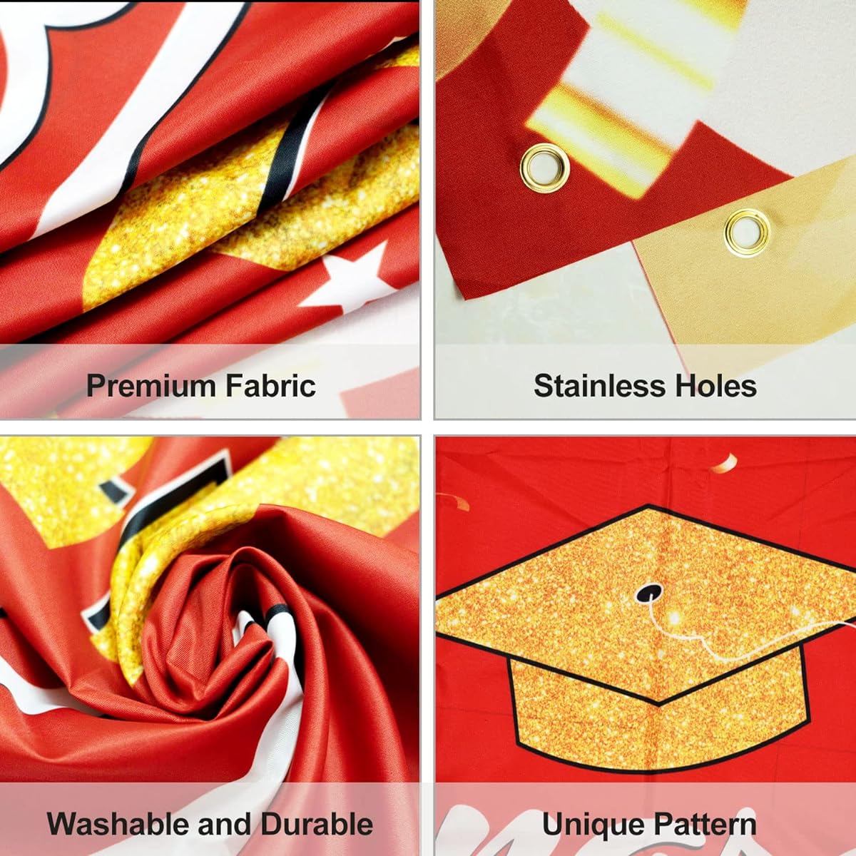 2023 Graduation Banner Backdrop, Graduation Party Decorations for 2023 Graduation Class, Graduation Celebration Banner for Kindergarten High School College Indoor Outdoor | Red and Gold 70.8 x 43 Inch