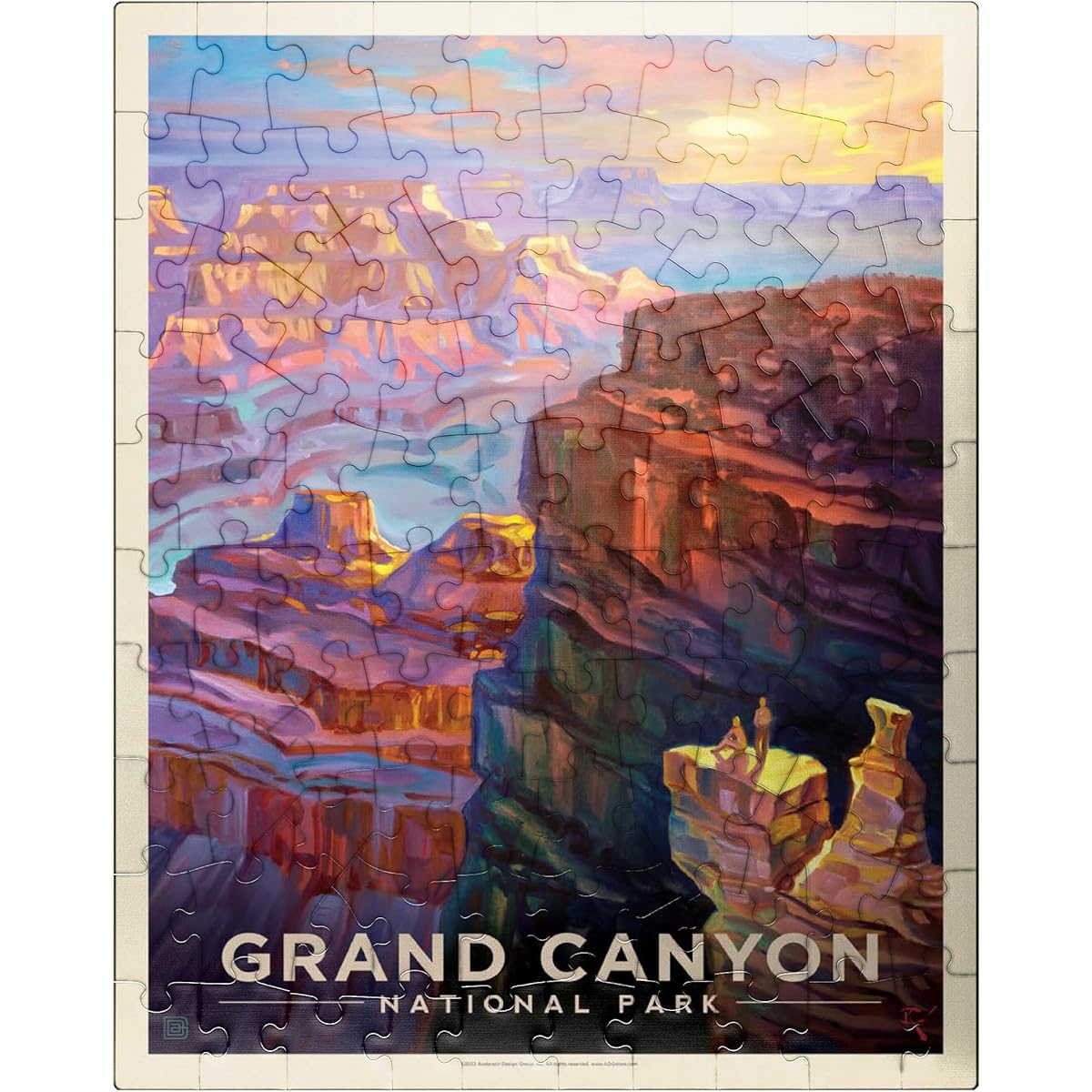 MyPuzzle Grand Canyon National Park: Sunset, Vintage Poster - Premium 100 Piece Jigsaw Puzzle for Adults