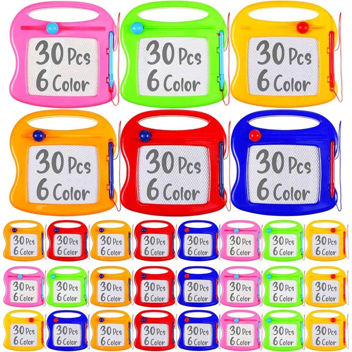 Mini Magnetic Doodle Board 30 Pieces Set 6 Colors Magnetic Erasable Drawing Sketch Pad Portable Writing Tablet Sketch Pad for Educational Learning Toys