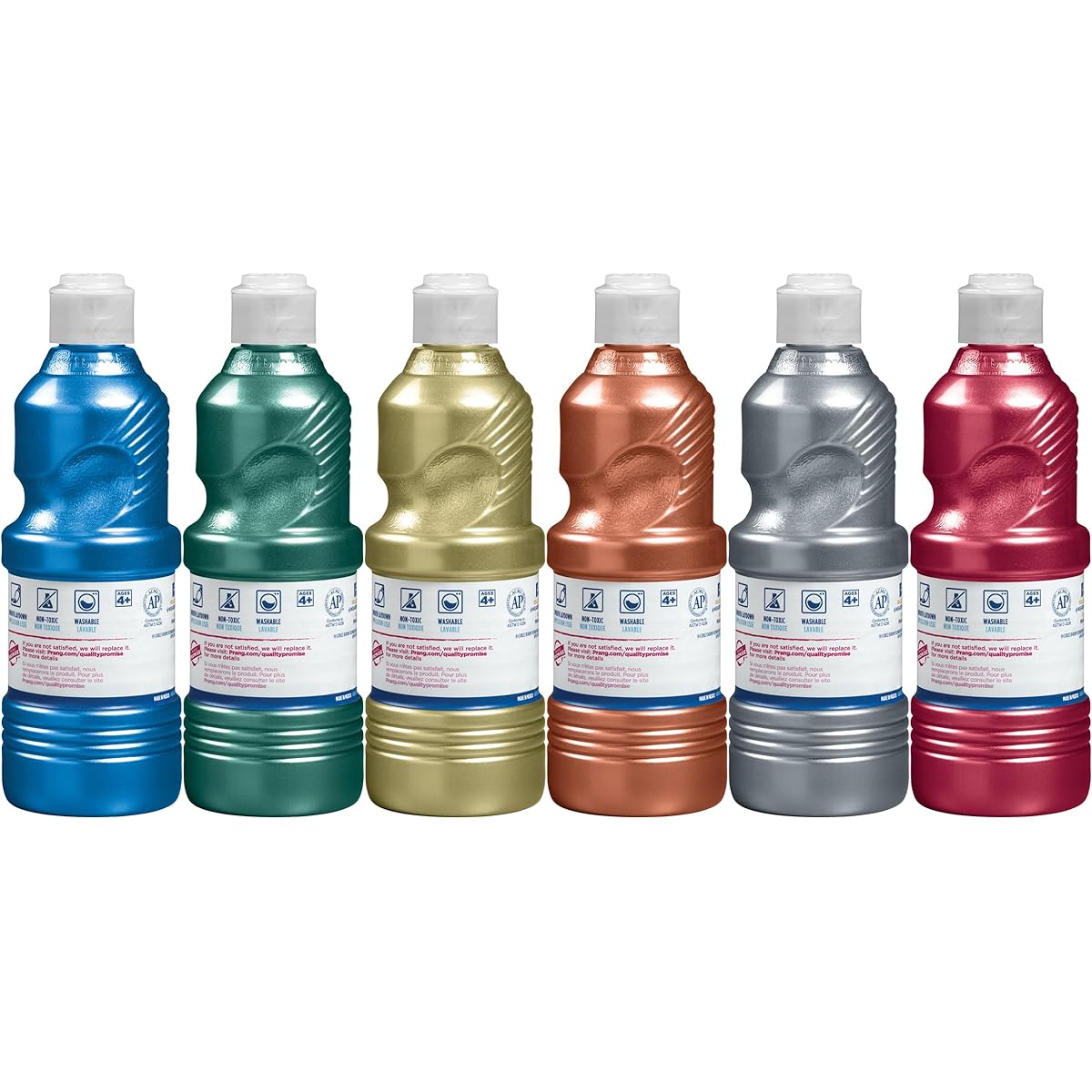 Prang Washable Metallic Tempera Paint 6 Assorted Colors