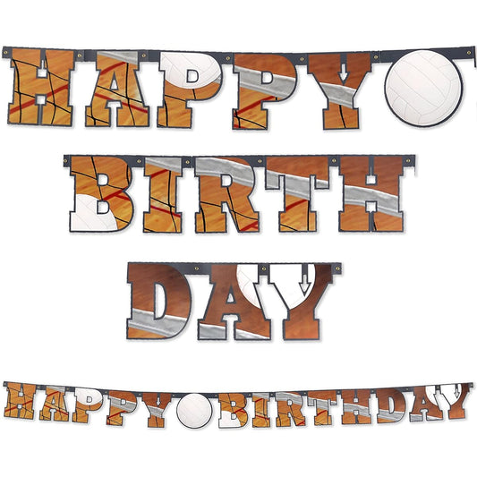 7.5 Ft Volleyball Theme Sports Party Happy Birthday Letter Banner