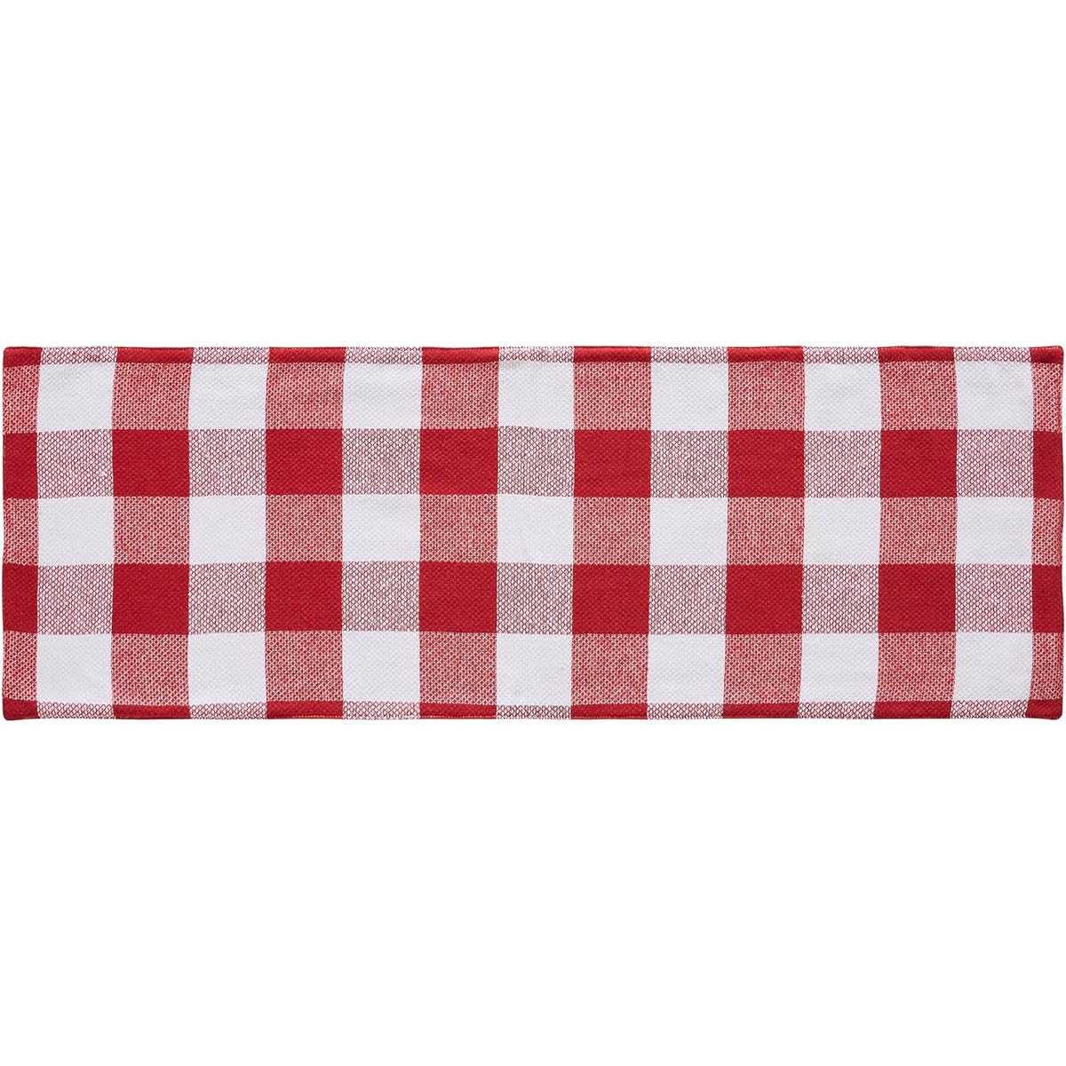 VHC Brands Farmhouse Christmas Decorations Dining Room Kitchen Linens Annie Red and White Check Table Runner 12" x 36" Long