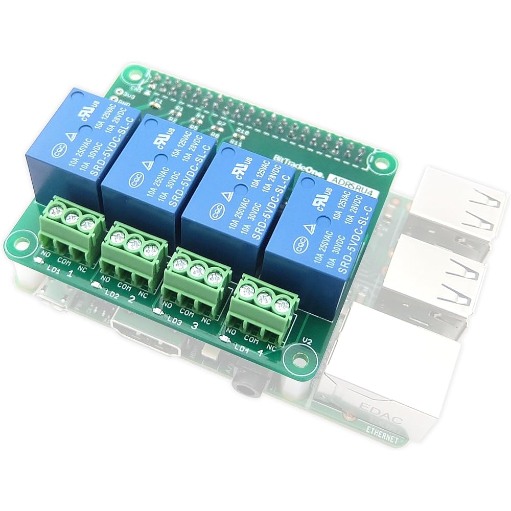 BitTradeOne BitTradeOne Relay Control Expansion Board for Raspberry Pi 4 Circuits [Assembled] ADRSRU4