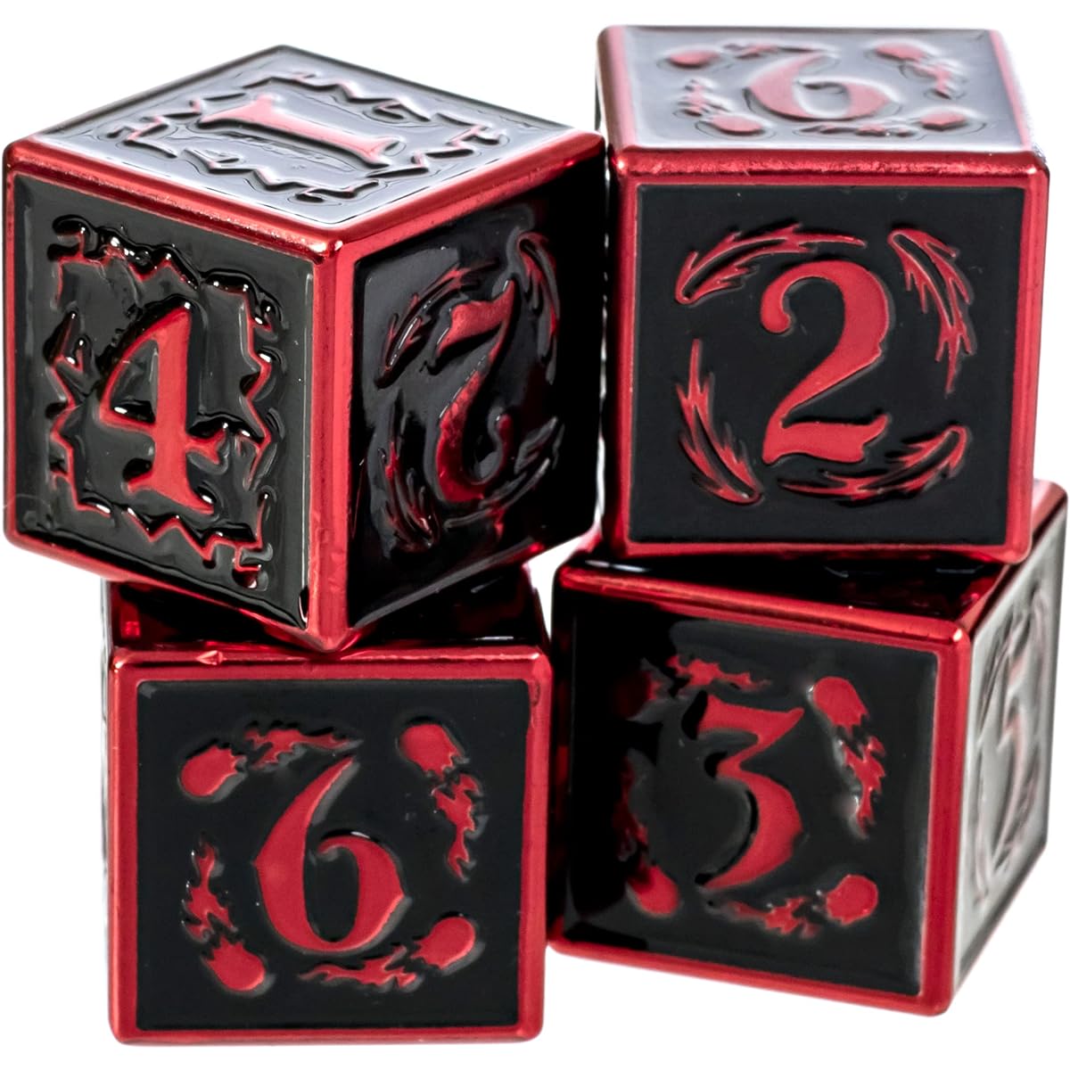 Fantasydice Night's Watch Large Red Metal Dice Set 4X D6 Polyhedral Dice with Metal Box for Dungeons & Dragons (D&D DND 5th Edition), Call of Cthulhu, Warhammer, Shadowrun, All Tabletop RPGs