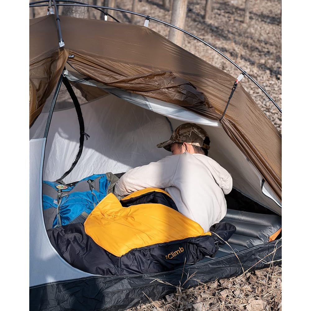iClimb Sleeping Bag, Sleeping Bag, Mummy Shape, Filled with 3M Thinsulate, Like Down, Ultra Light, Heat Retention, Waterproof, Moisture Proof, Compact Storage, Outdoor, Mountain Climbing