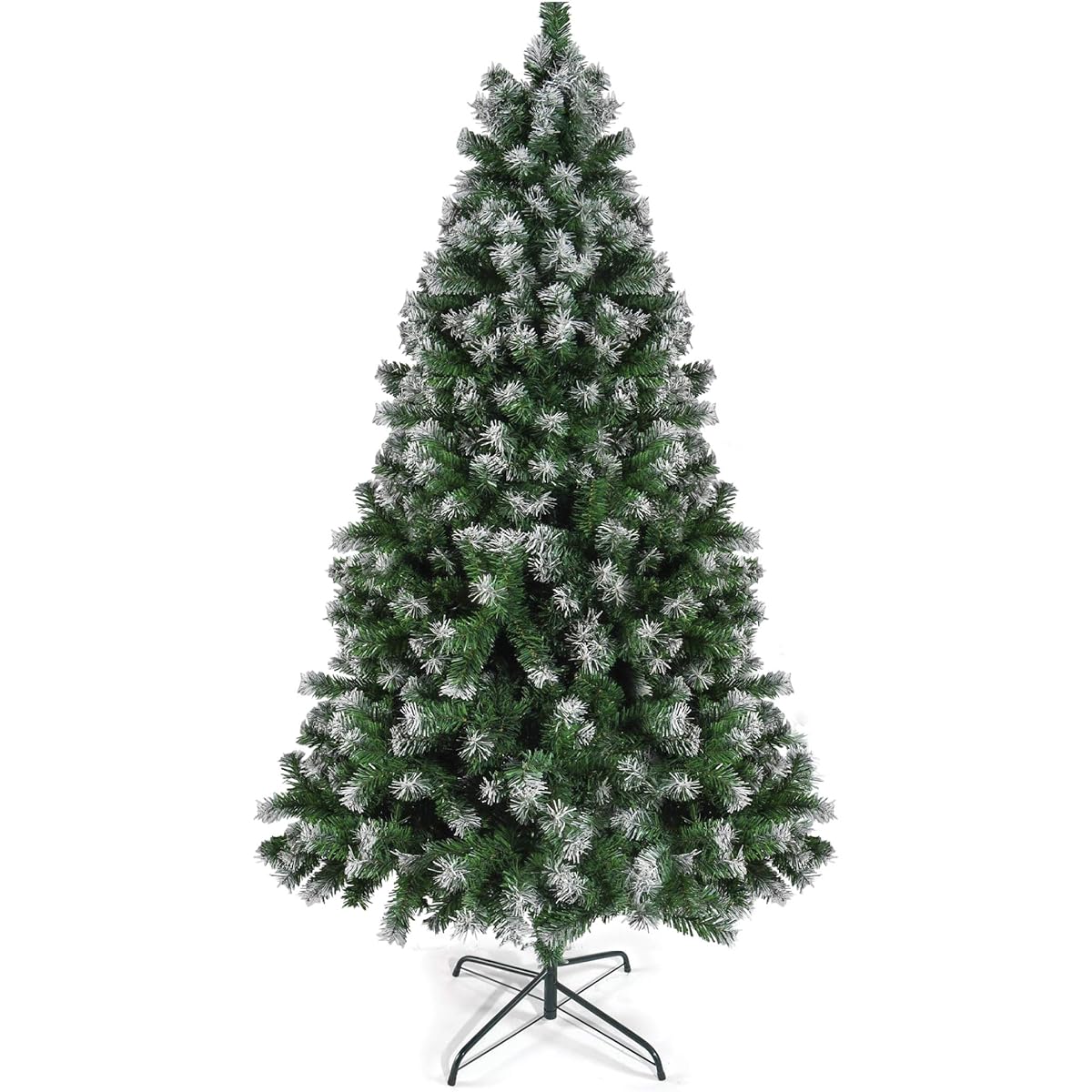 Prextex Premium Artificial Christmas Tree 6ft Flocked Christmas Tree 6ft Frosted Christmas Tree Pre-Lit Artificial Christmas Tree Fake Christmas Tree with Snow