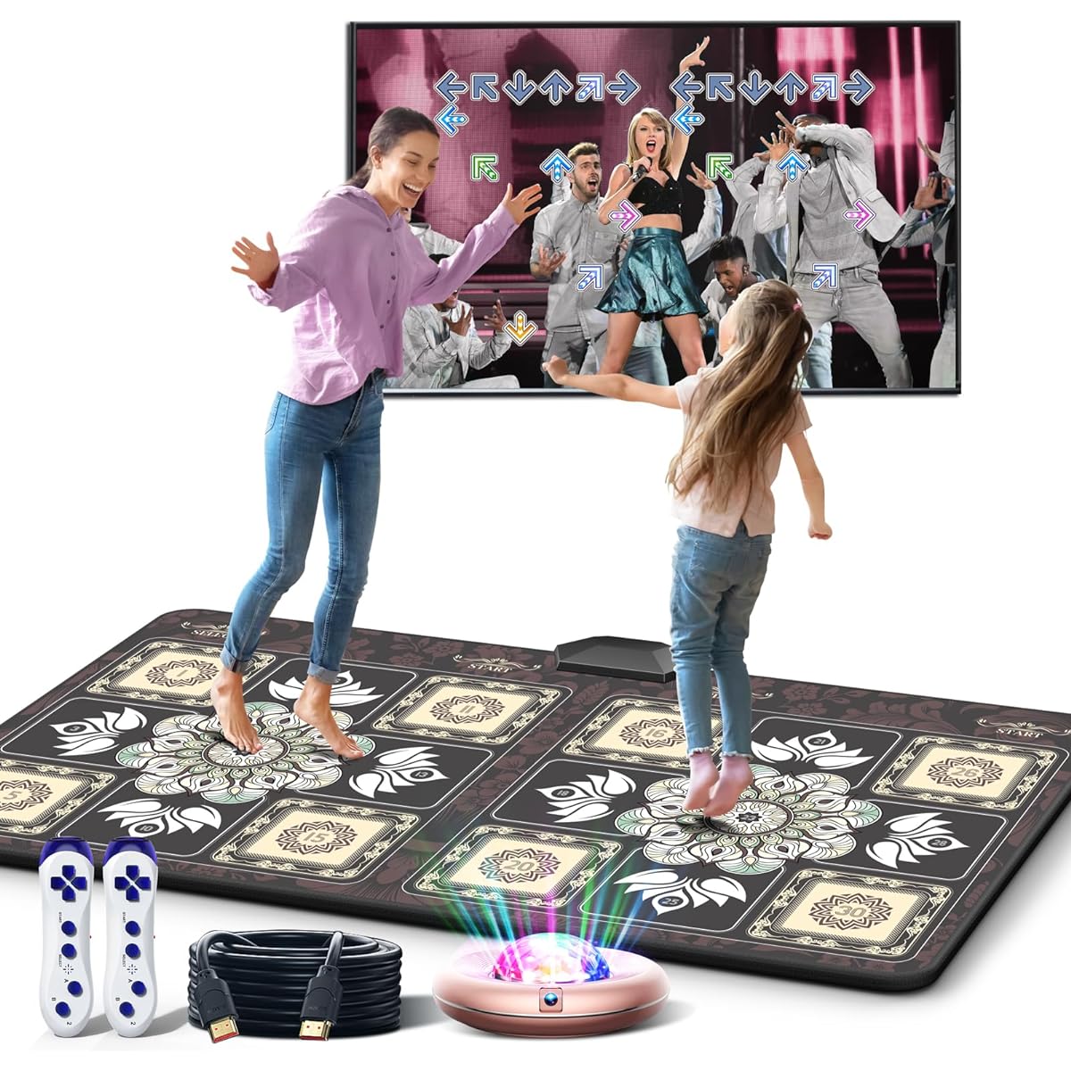 HAPHOM Tik-Tok Dance Mat Game for TV Wireless Plug and Play Family Fun Anti-Wrinkle & Non-Slip Electronic Dance Mat Exercise Dance Pad with Camera for Kids and Adults Gift for Boys and Girls (Boho)