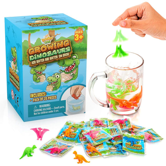 IPIDIPI TOYS Water Raised Dinosaurs - 25 Pack - Individually Wrapped Favors - Expandable Animals - Party Supplies Goodie Bag Fillers - Great Gifts for Boys and Girls - Great Easter Egg Fillers