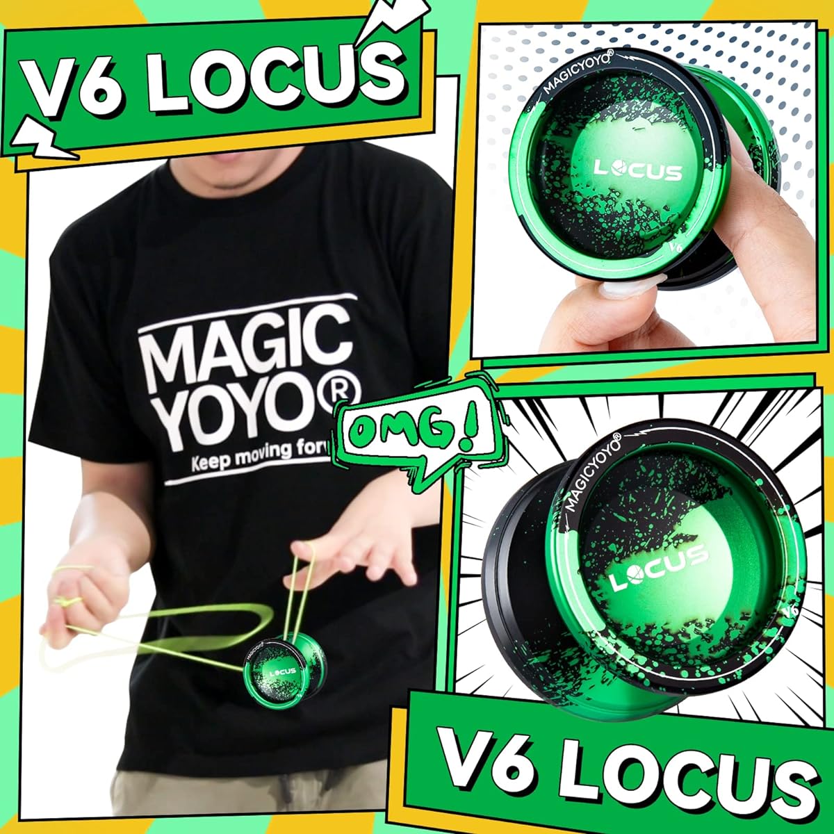 MAGICYOYO Professional Responsive Yoyo-yo 2 Pack for Beginners Metal Yoyo V6 + Plastic Yoyo K2 with Dual Function Yoyo Bearings for Adults 12 Yoyo Strings + Removal Tool