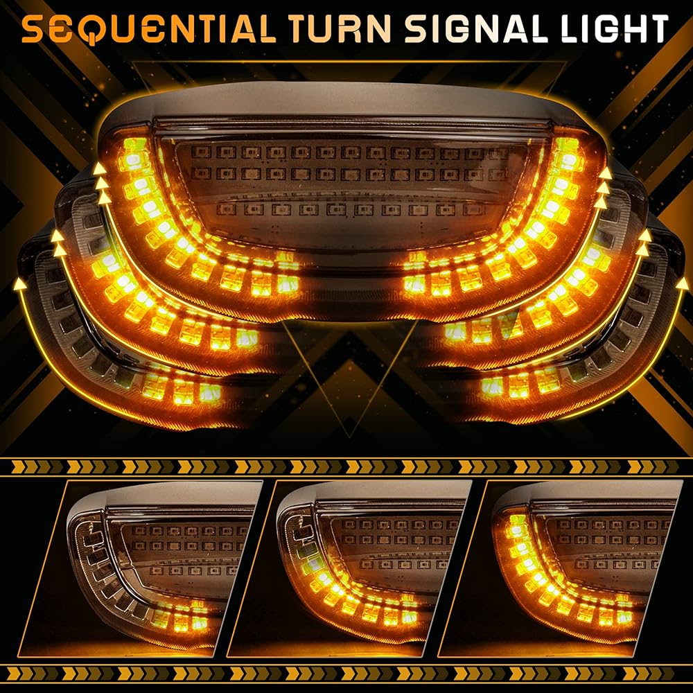 QUASCO Motorcycle Brake Tail Light Turn Signal Integrated Compatible with Honda Kawasaki Suzuki Yamaha ATV Cruiser Sports Bike Touring Dirt Bike Standard Street Bike