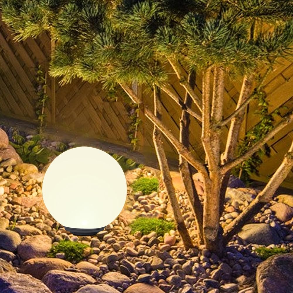 GWSOLAR Garden Light Ball, Diameter 100 Lumens (Diameter 15.7 inches (40 cm)), Smart Lighting Solar Light, Select Lighting Time by Remote Control, Daylight Color, Bulb Color, White Adjustment,