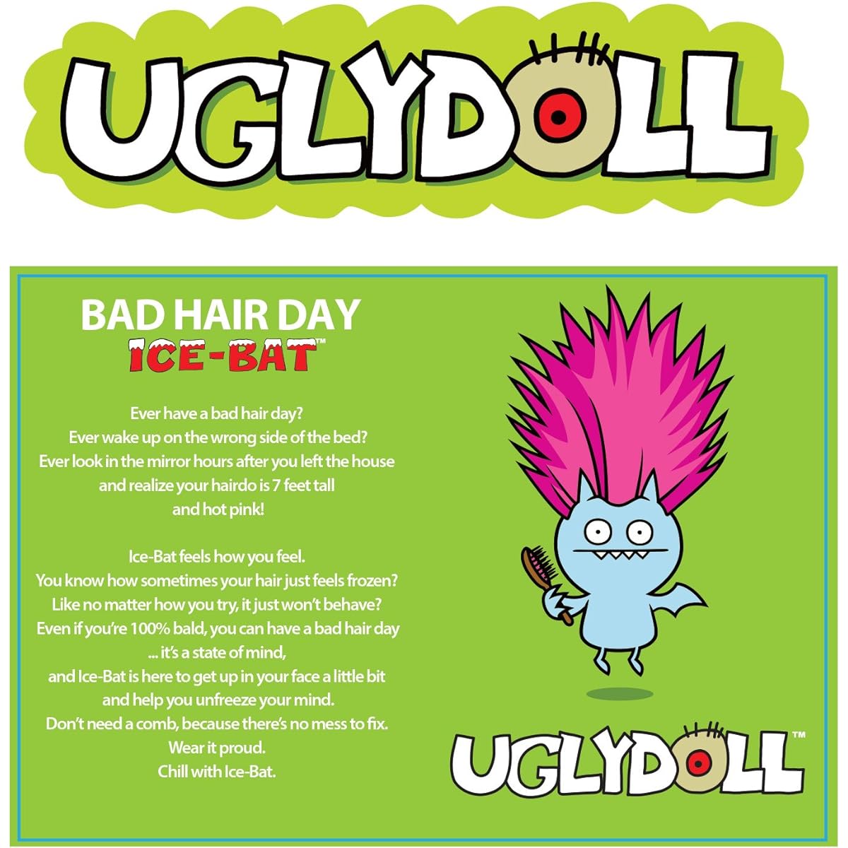 Uglydoll Bad Hair Day Ice Bat Blue Plush Toy