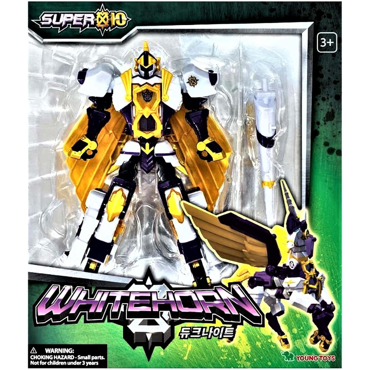 Super 10 White Horn Duke Knight Unicorn Transforming Robot Figure