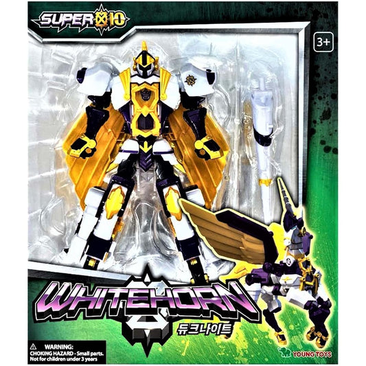 Super 10 White Horn Duke Knight Unicorn Transforming Robot Figure