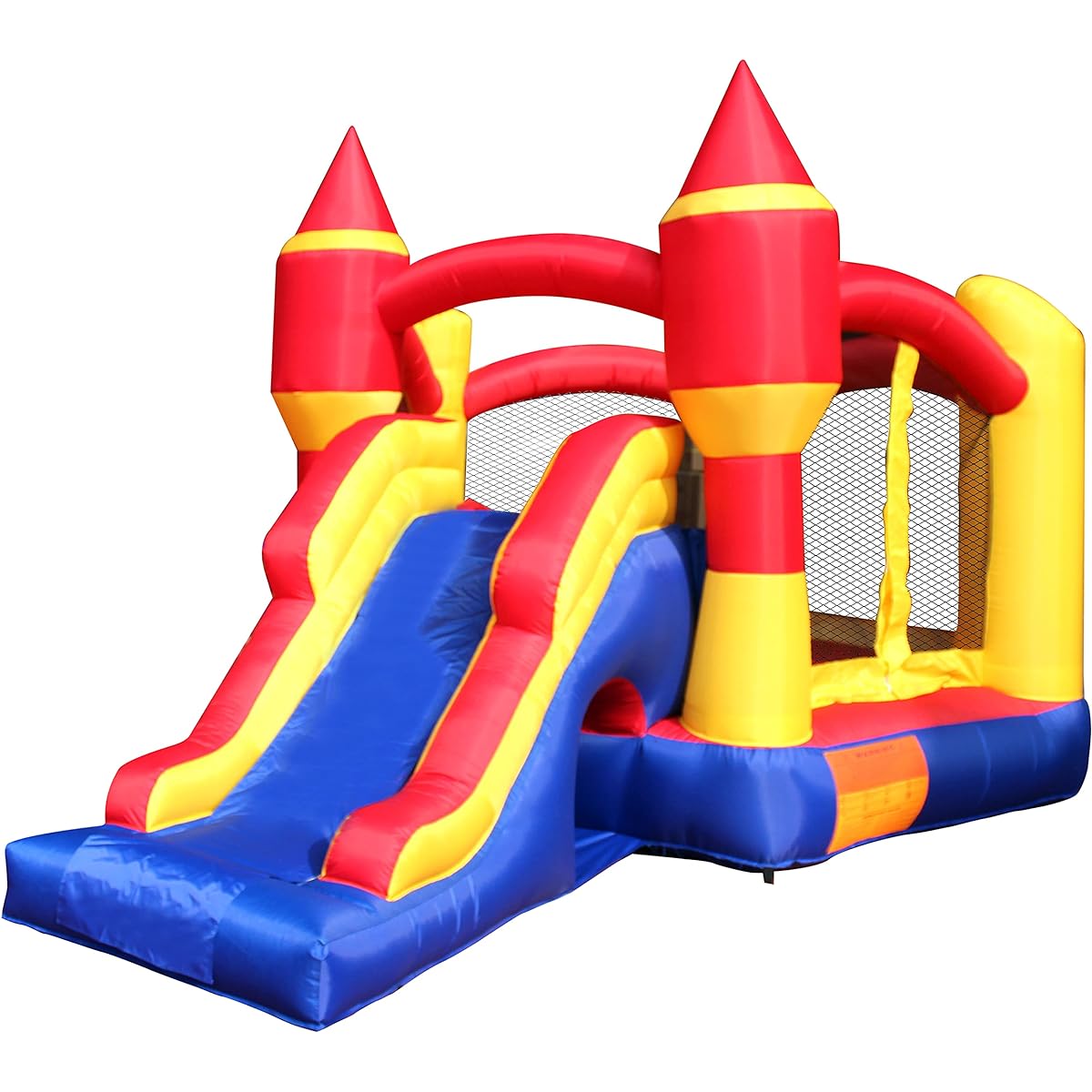 SereneLife Inflatable Bounce House Castle Bouncer - Indoor/Outdoor Portable Jumping Bounce Castle with Slide Safety Net - Kids Castle Party Bounce House - Ocean Ball Inflator Carry Bag -SLIB970