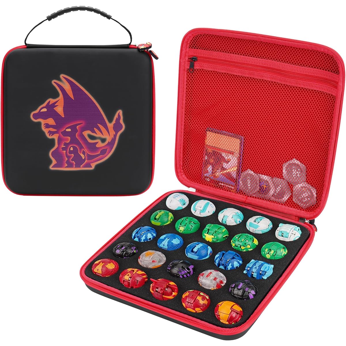 MADCAT Organizer Case for Bakugan Battle Planet BakuCore Armored Alliance Geogan Rising Toy Organizer Storage Container Holder (25, Red)