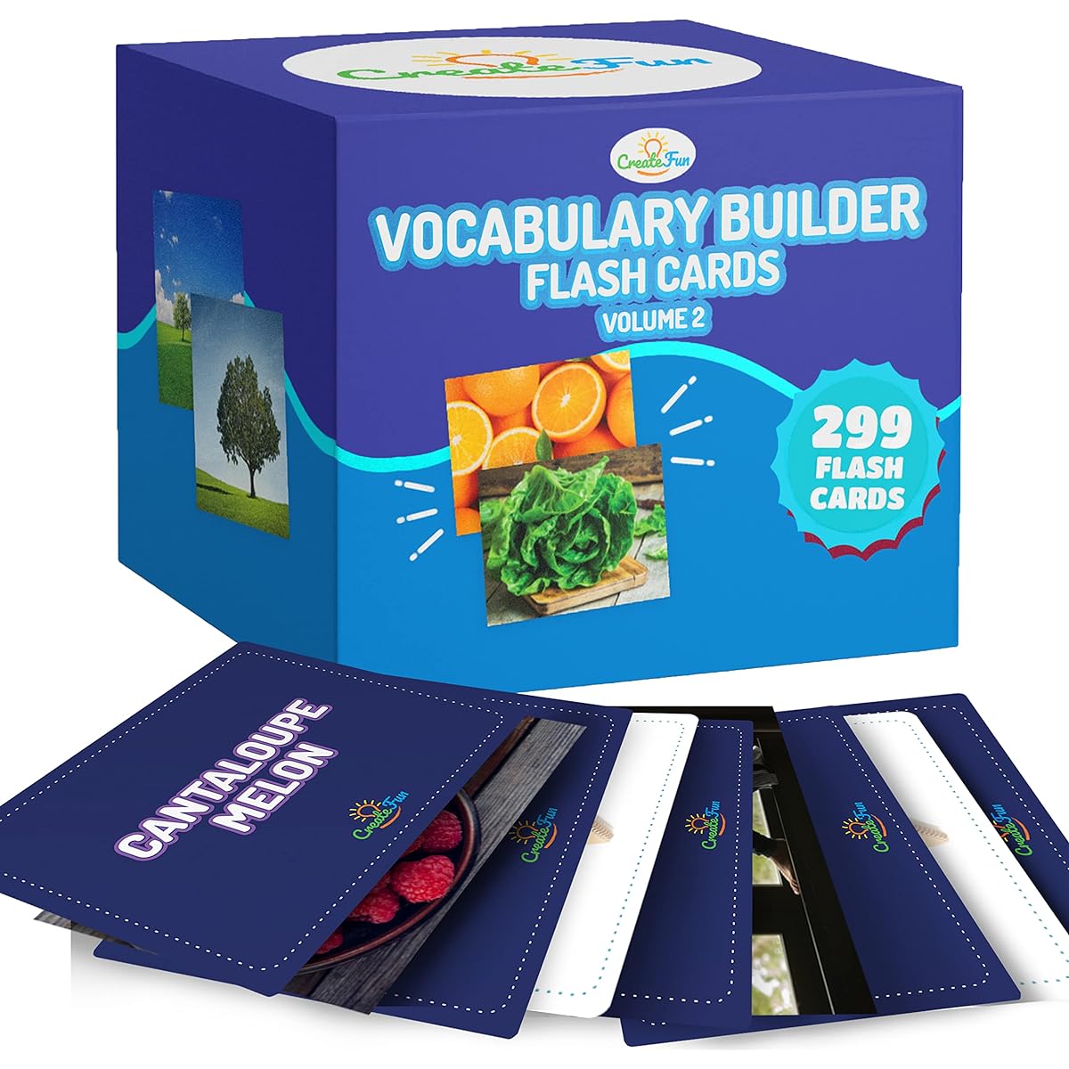 Vocabulary Builder Flash Cards Vol 2 | 300 Photo Cards with Learning Games | Speech Therapy ESL Autism Learning Materials Homeschool – Flash Cards for Toddlers | Emotions Foods Matching Verbs and More