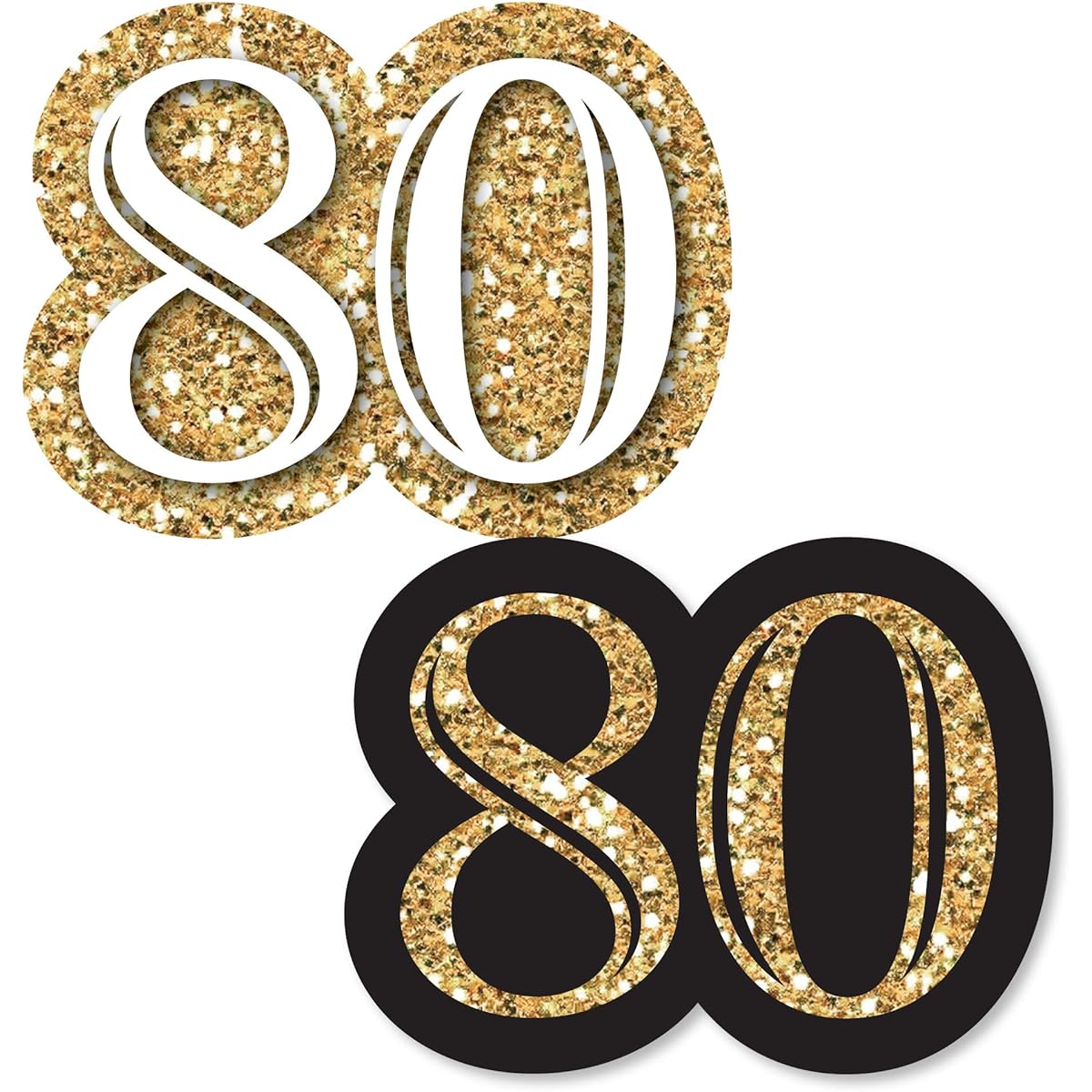 Big Dot of Happiness Adult 80th Birthday - Gold - DIY Shaped Birthday Party Cutouts - 24 Count