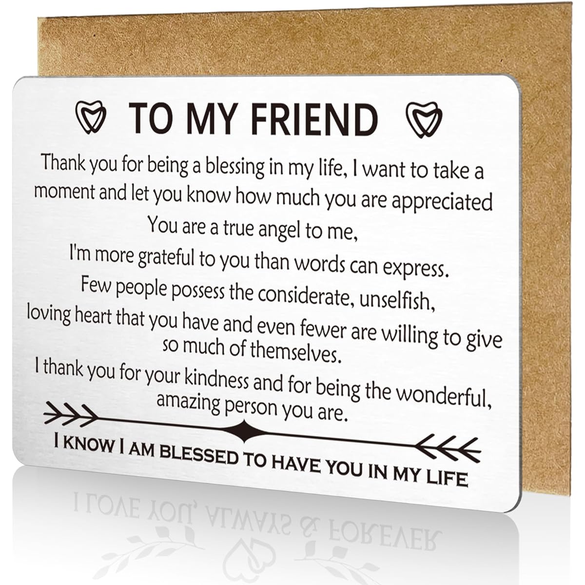 Kwtzkuo Best Friend Birthday Cards Bestie Sister Friendship Cards for Women Female Girls Friend Gift Birthday Wedding Christmas Engraved Cards