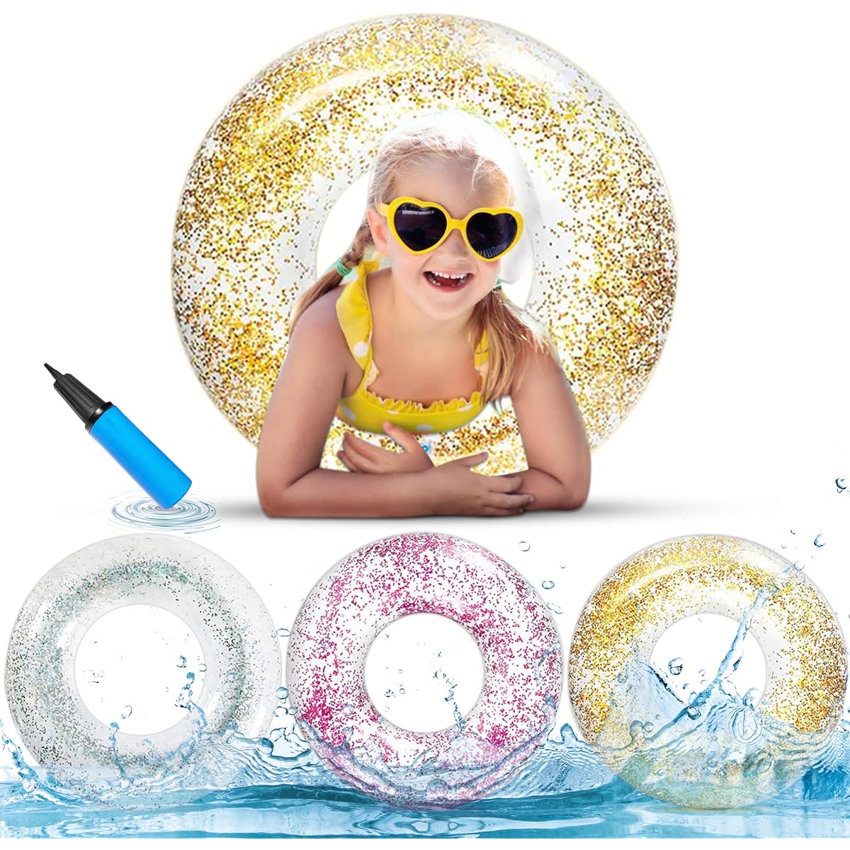 Inflatable Pool Floating Ring for Kids - Swim Ring Tube Toy for Swimming Pool Summer Outdoor Beach Party
