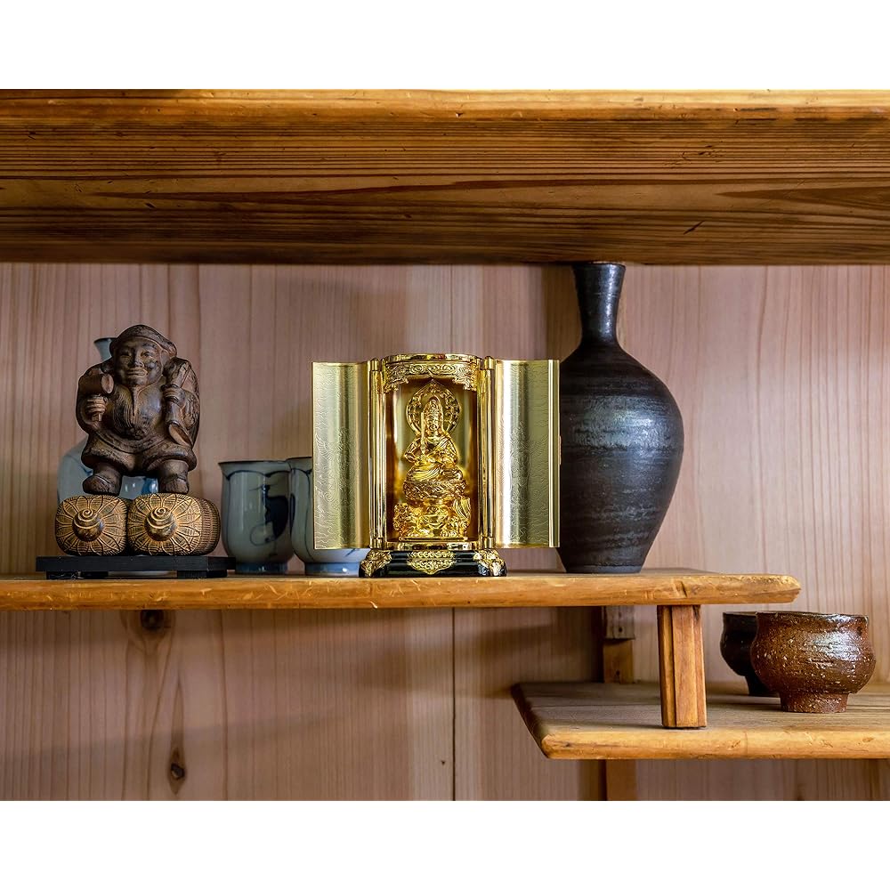 Buddha statue Manjusri Bodhisattva with Zushi (gold plated/24K gold) Buddhist sculptor: Keiaki Watanabe Original model_ (born in the year of the Rabbit) Zodiac guardian main image Zodiac Takaoka bronze ware (Monjubosatsu)