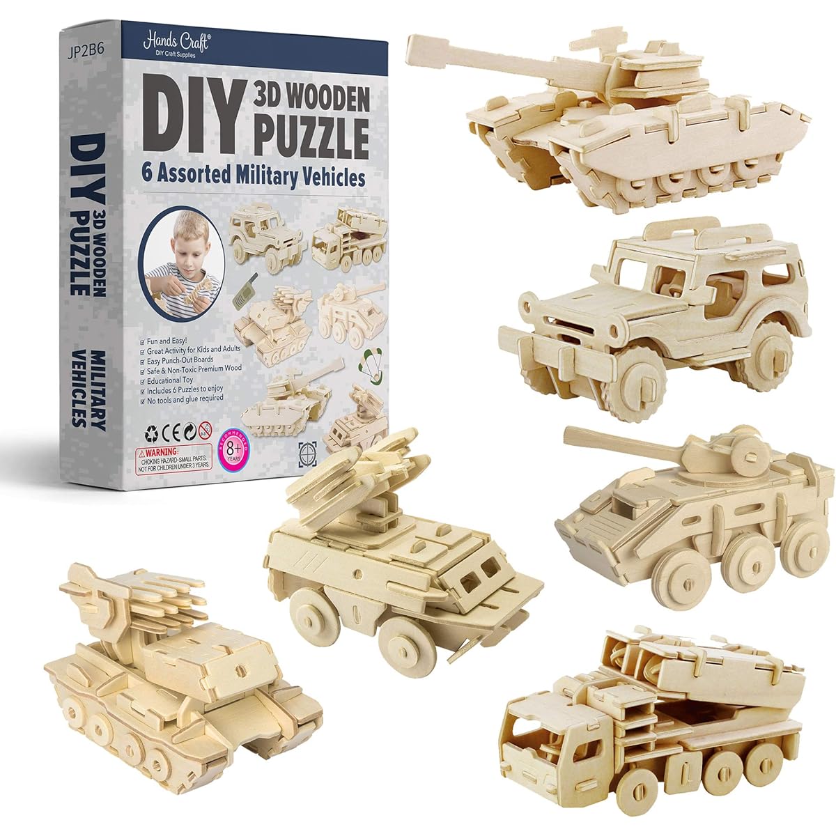 Hands Craft DIY 3D Wooden Puzzle Bundle Pack Multicolor 0