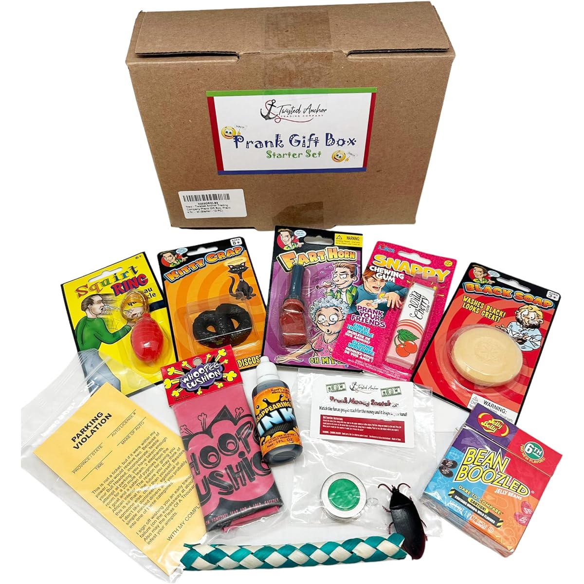 Twisted Anchor Trading Company Prank Gift Box for Kids Gag Gifts Boys Girls Gag and Practical Joke Set Starter Set 12 Pieces