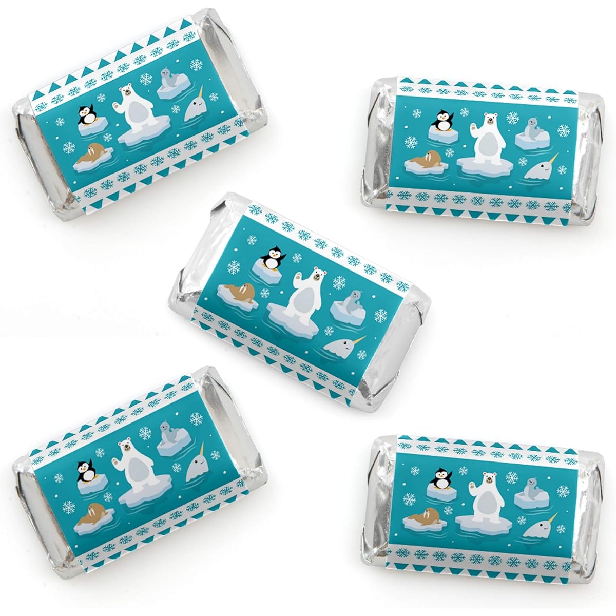Big Dot of Happiness Arctic Animals - Mini Candy Burlap Stickers - Winter Baby Shower and Birthday Party Favors - 40 Sheets