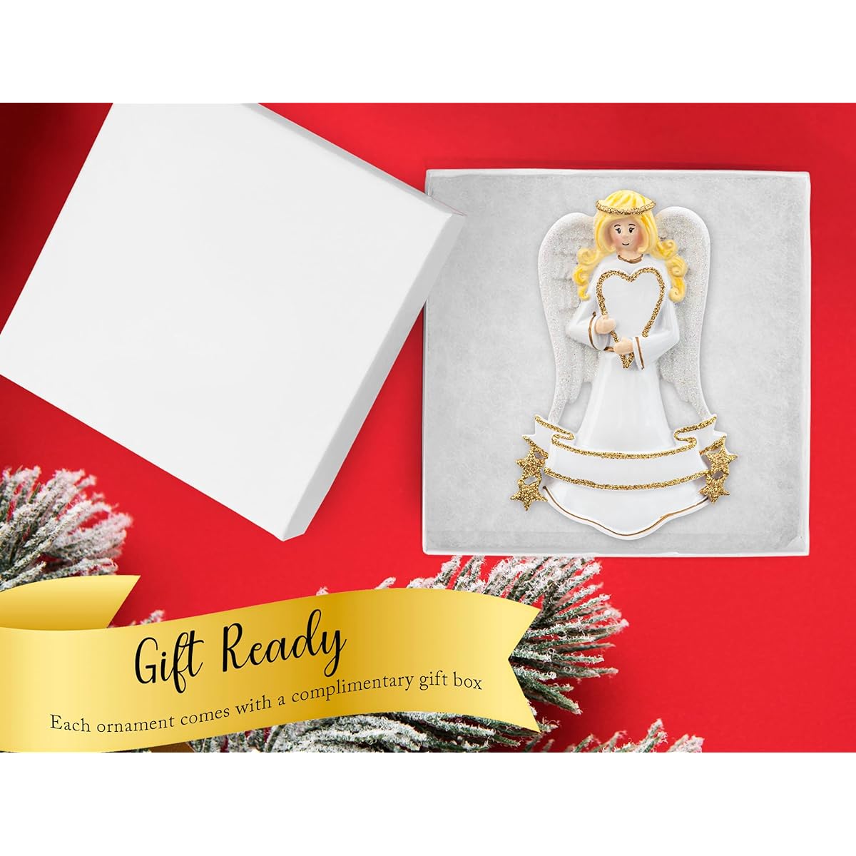 UniqXmas Angel Memorial Christmas Ornament with Heart - Free Customization | Memories Christmas Tree Memorial Gift | Losing a Loved One, Heavenly Mother, R.I.P. Eternal, Memorable Dad