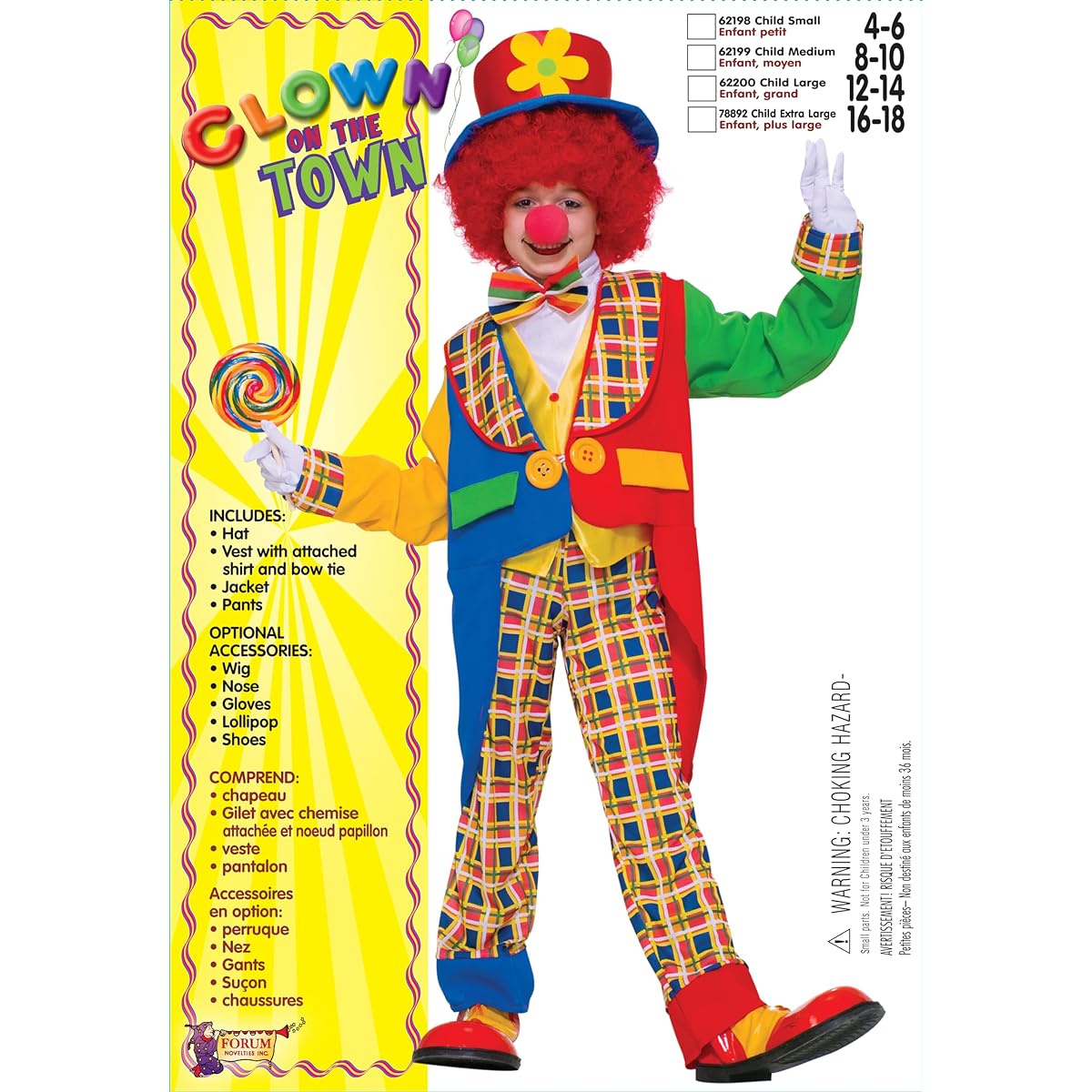 Forum Novelties Children's Clown on the Town Costume, X-Large