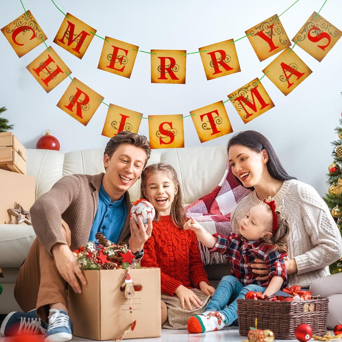 Vintage Merry Christmas Banner