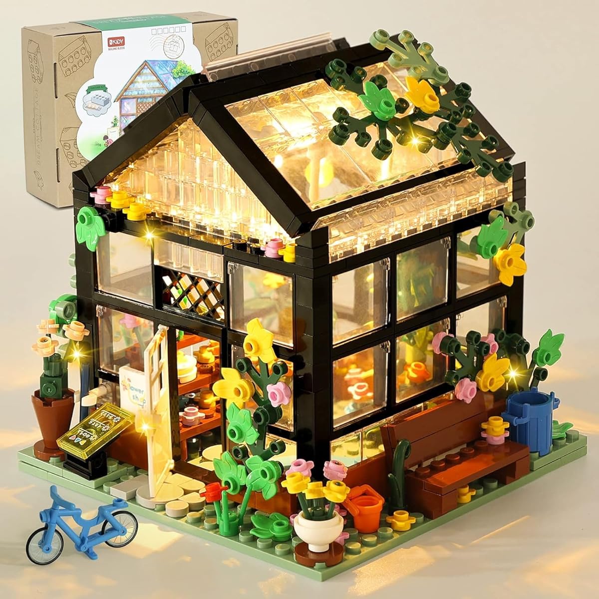 OKKIDY Flower House Building Set, Flower Friends House, Create a Calm and Intimate Environment, Creative Building Kit with Warm LED Light, Great Gift for 6-12 Year Old Girls and Building Block Lovers (579 Pieces)
