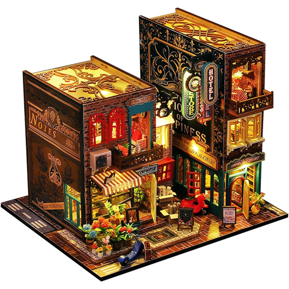 Kisoy Dollhouse Miniature with Furniture Kit Handmade DIY House Model Gift for Teens and Adults (Scarbrough)